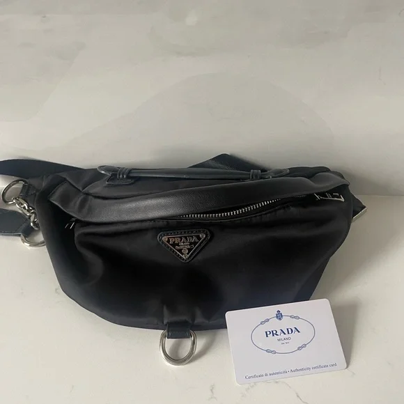 Very minimal use!!!! Prada Black Belt Bag with Signature Triangle Logo. - Picture 2 of 7